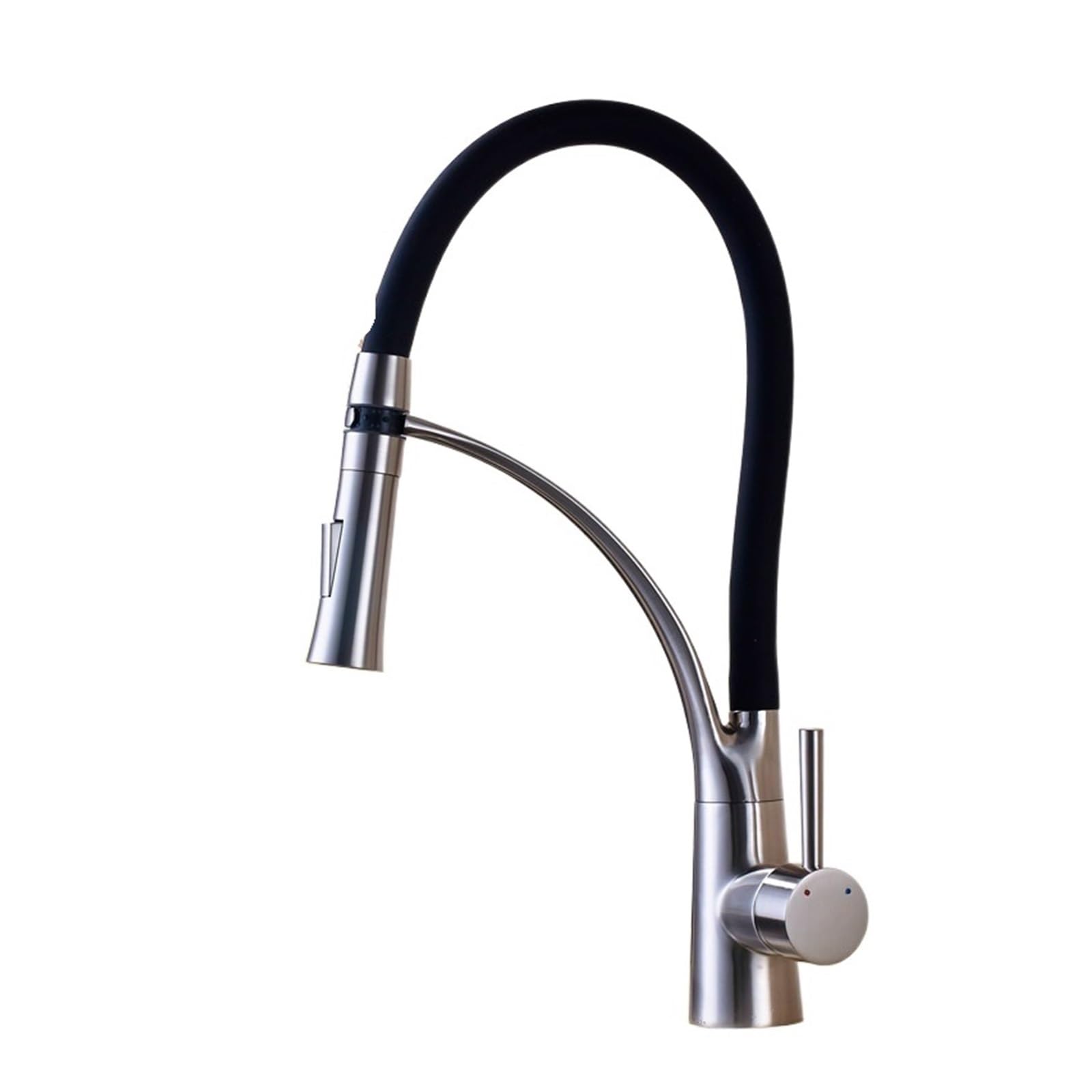 Zqfhsx Brushed No Led Deck Mount Black Hose Chrome Kitchen Faucet Single Handle Stream Sprayer Mixer Hot & Cold Pull Down Crane(Chrome Led Light A)