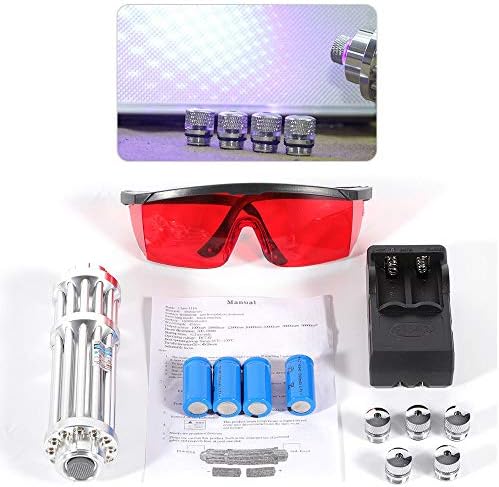 High Power Blue Ray Buring Light 450nm Beam Light 5m Watt with Box (Light with 4 Batteries)