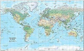 World Map - Physical - Paper Laminated - 84 x 51cm