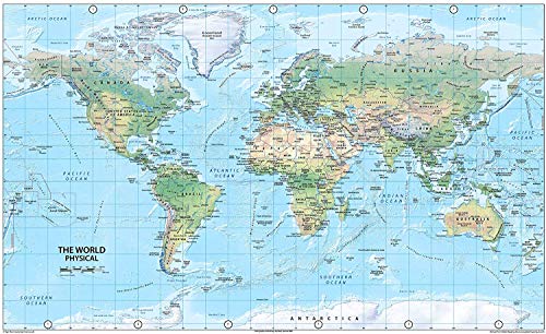 World Map - Physical - Paper Laminated - 84 x 51cm