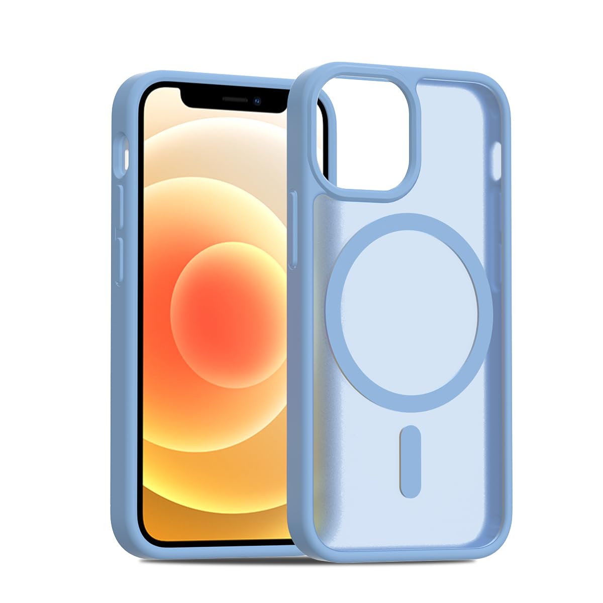 Magnetic for iPhone 13 Mini & iPhone 12 Mini Case [Mil-Grade Drop Protection] [Compatible with Magsafe] Shockproof Slim Translucent Matte Protective Phone Case - Light Blue