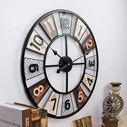 Horloges de jardin extérieures imperméables grand format rétro en fer forgé ajouré