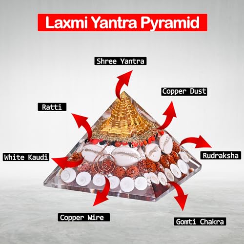 Image of ZAICUS 75mm Laxmi Pyramid with Gomti Chakra for Home & Vastu | Suitable for Home, Office & Meditation, Spiritual Gift
