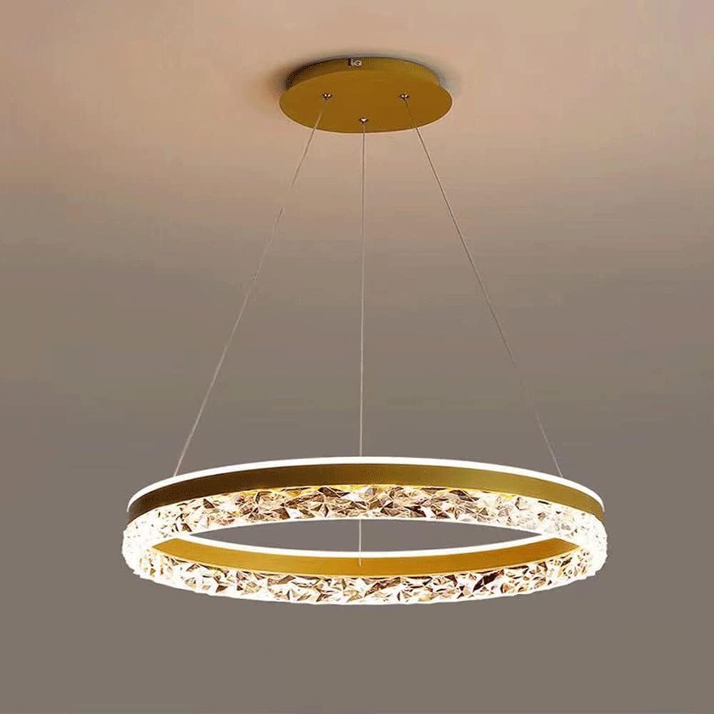 Modern LED Chandelier, 19.68" 1 Ring Pendant Lighting with Acrylic Lampshade, Dimmable Remote Control, Adjustable Circular Ceiling Light for Dining Living Room (Color : Gold)-image-28