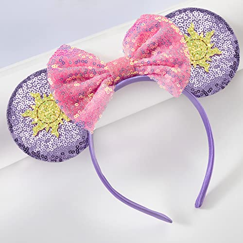 Image of FANYITY Mouse Costume Ears,2 Pcs Mouse Ears Headbands for Girls & Women Party,Size Free (Purple sun 2)