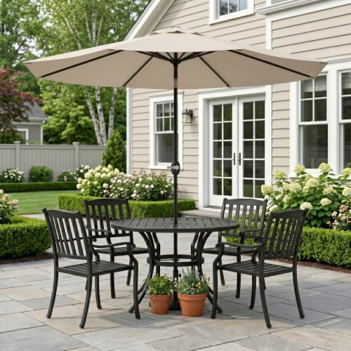 Image of Greesum 9FT Outdoor Patio Umbrella, Table Umbrella for Yard, Market, Heavy-Duty Waterproof Pool Umbrella with 8 Sturdy Ribs, UV Protection for Beach, Deck, Garden, Backyard
