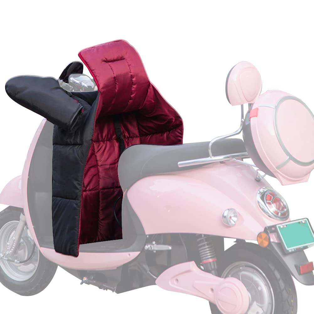 Générique Tablier Scooter, Couvre Jambe Scooter Gants de Guidon Roues Pare-Brise Moto Hiver Wiver Hiver Chaud Scooter Couverture la Jambe Scooter du Genou for Tablier véhicule électrique(Red)