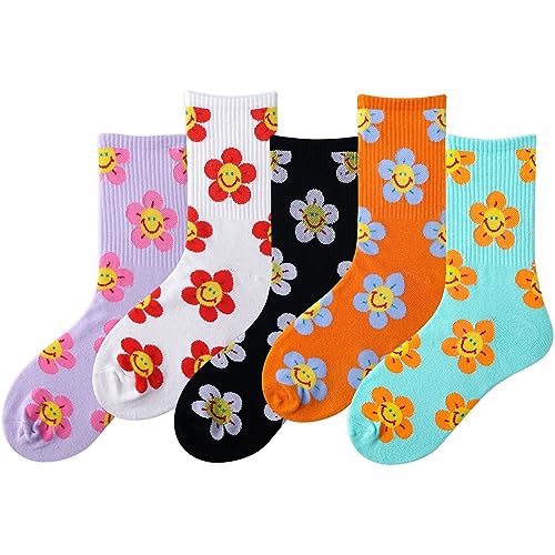 Image of IIG Women's Fashion Cute Cotton Socks Novelty Funny Above Ankle Crew Socks Holiday Gifts for Women 4 /5 Pairs
