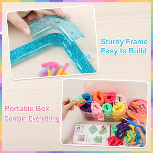 Image of IQKidz Weaving Loom Kit Toys, DIY Arts and Crafts for Kids and Adults, Ideal Gifts for Girls Ages 5 6 7 8-12 13, Easy Potholder Loom Knitting Activity for Beginners, 224 Craft Loops