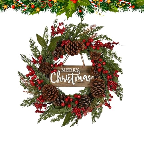 Corona de Navidad para puerta de 50 cm artificial con piñas 2