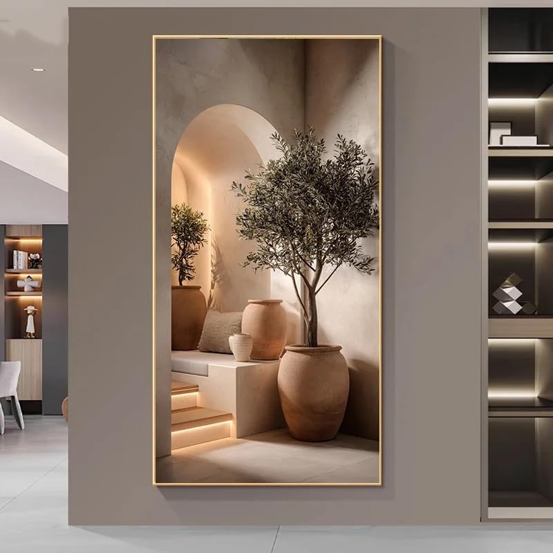 Tableau abstrait d'oliviers pour une entrée accueillante et chaleureuse