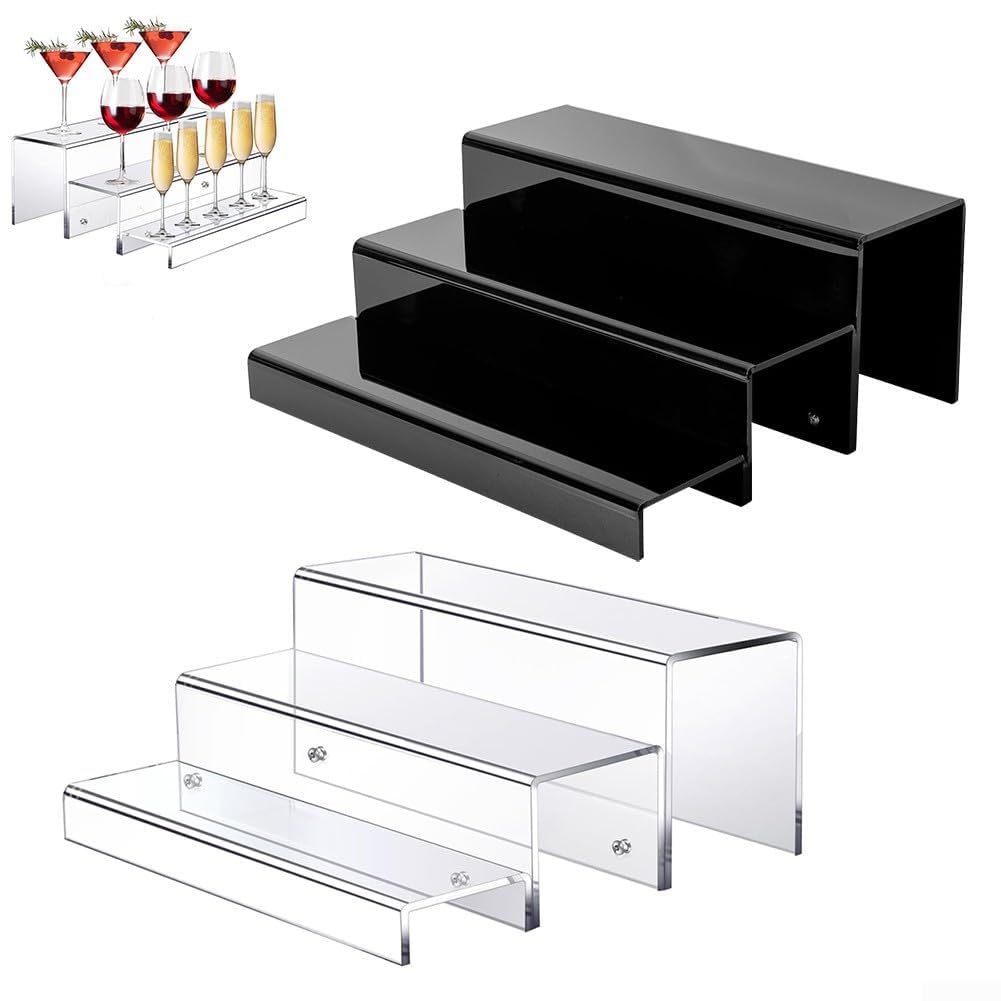 Klarer Acryl-Display-Ständer, Acryl-Präsentationsständer for Schmuck, Parfüm, Cupcakes, 3 Stück, Schwarz und Transparent(Black)