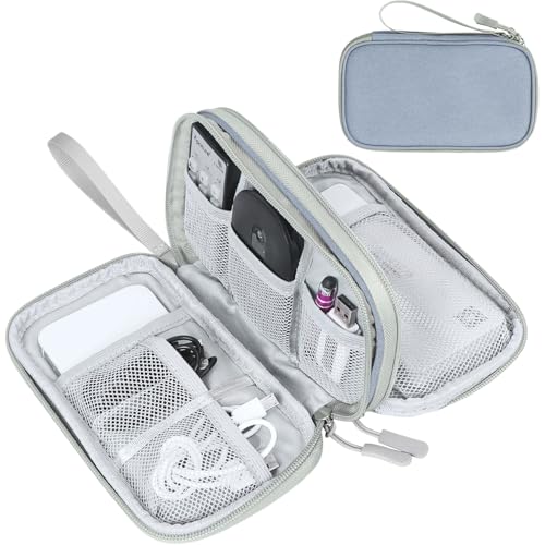 Image of FYY Electronic Organizer, Travel Cable Organizer Bag Pouch Electronic Accessories Carry Case Portable Waterproof Double Layers All-in-One Storage Bag for Cable, Charger, Phone, Earphone Light Grey