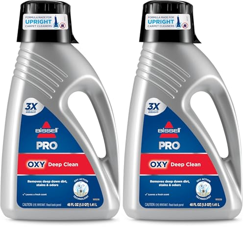 Image of Bissell PRO OXY Carpet Deep Clean Solution,for use in leading upright carpet cleaners,48oz,Removes deep down dirt,stains & odors,(Pack of 2)