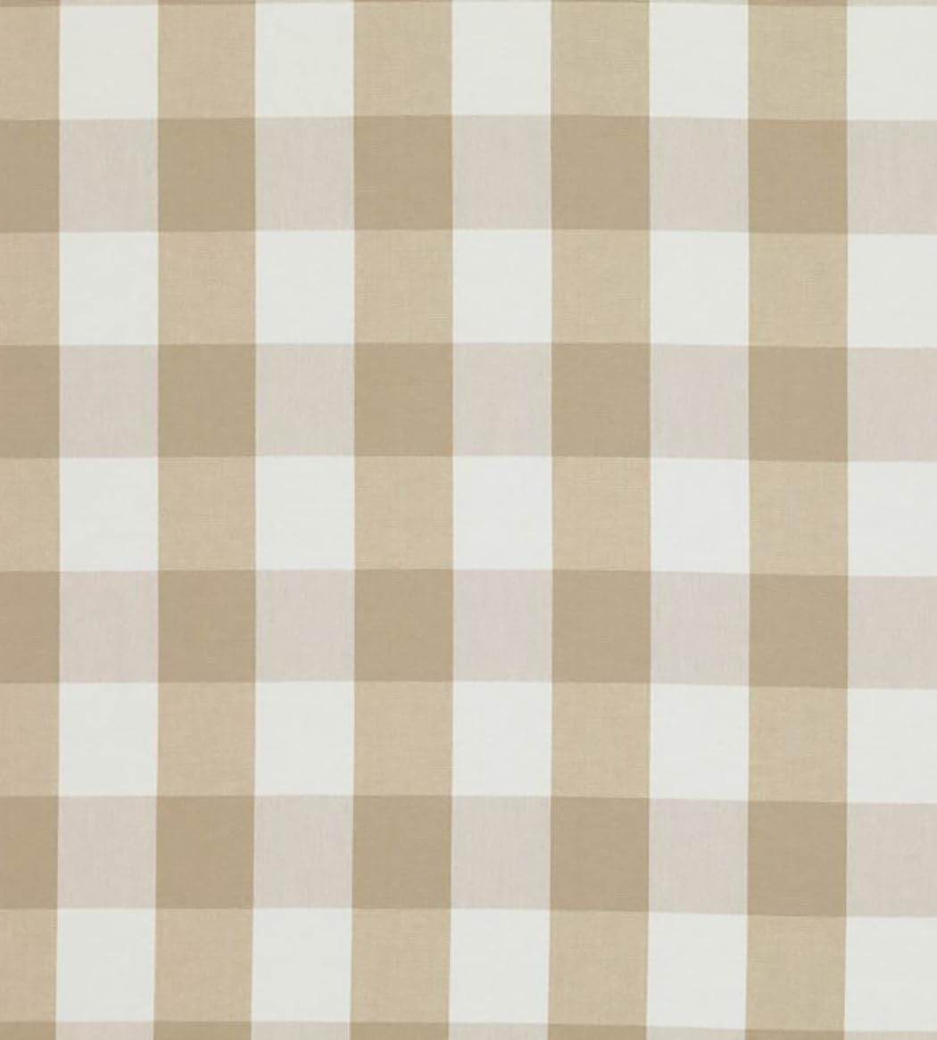 Upholstery Fabric - Putty Natural Beige & White Gingham Check Roman Blind Curtain Cushion Fabric Material