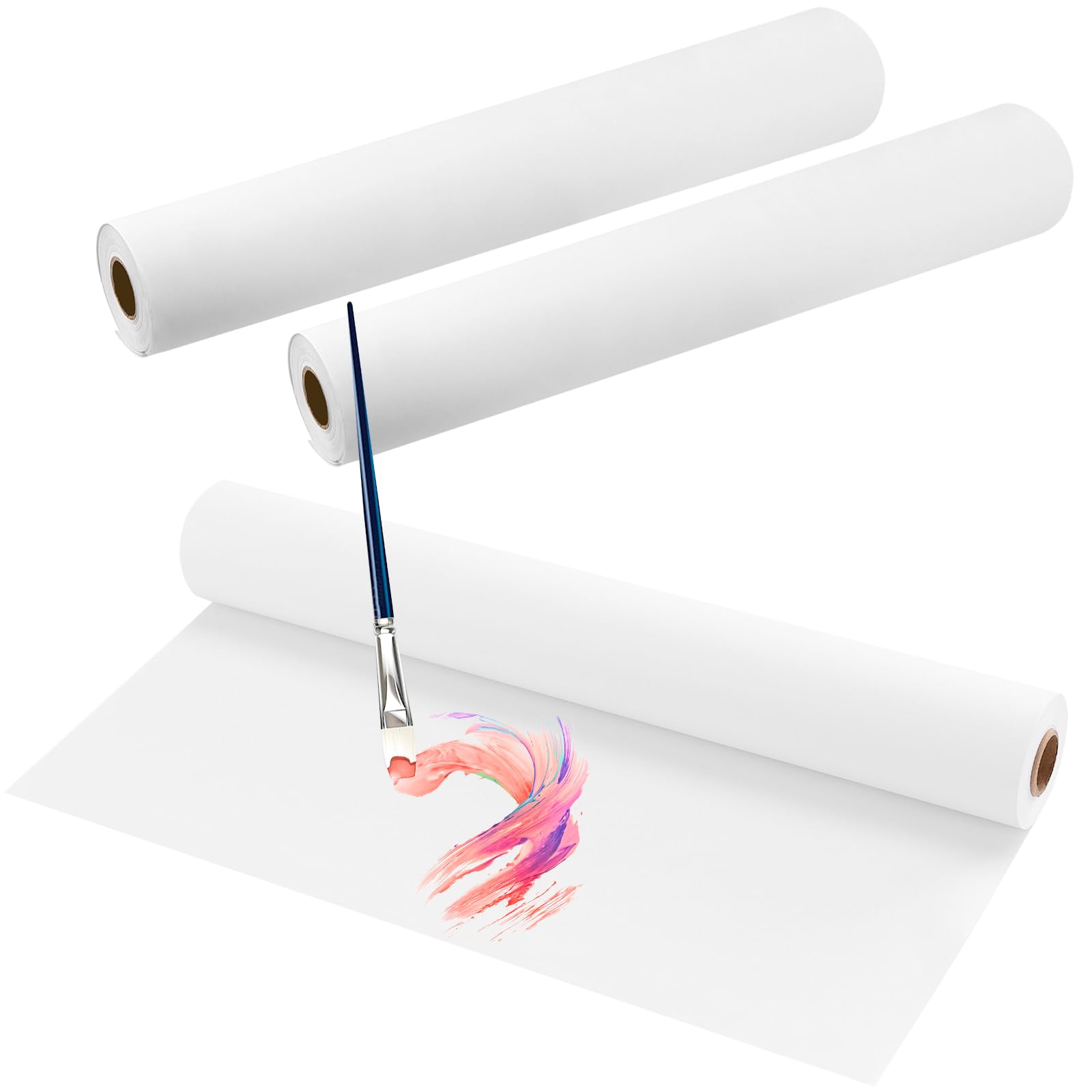 SENJEOK 3 PCS Large White Drawing Paper Roll, 44cm x 25m Painting Art Easel Paper Roll for Drawing, DIY, Craft Wrapping