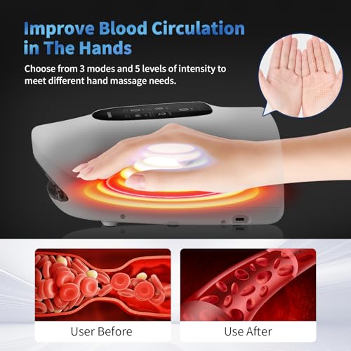 SHOISOWO Massageador de mão sem fio com calor, compressão, vibração, máquina massageadora portátil s