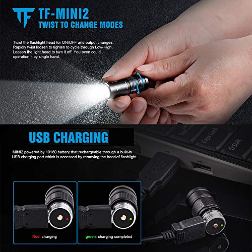 Gainty Chaveiro Lanterna MINI USB Lanterna Re capaz para Acampar Caminhada Mochila Pesca