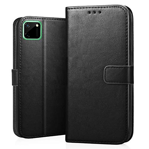 Image of Flip Cover Compatible with Realme C11 | Premium Leather Finish | Inbuilt Pockets & Stand | Flip Cover Back Case for Realme C11 (Black)