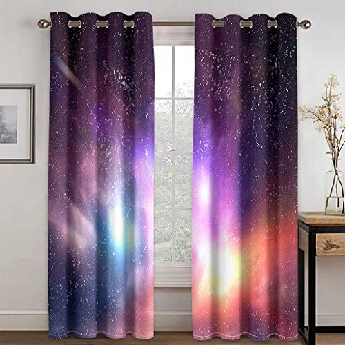 Curtain Sky Multicolor Printing Curtain is Suitable for Living Room Bedroom Curtain Home Decoration Curtain Adult Curtain Hook 173W183H(cm)