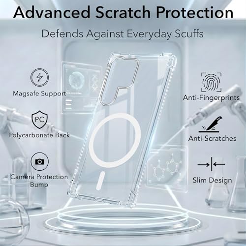 Image of Jkobi Shockproof Crystal-Clear Back Cover for Samsung Galaxy S23 Ultra (Magsafe Wireless Support | Drop & Camera Protection | Hard Polycarbonate)
