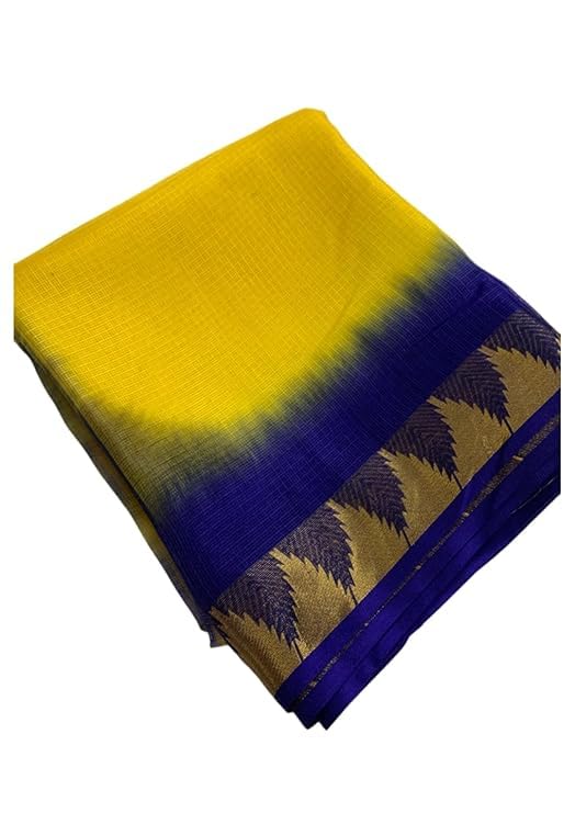 Image of Women's Bhagalpuri Pure Kota Doria Silk Net Saree With Temple Zari Border and Running Blouse Piece