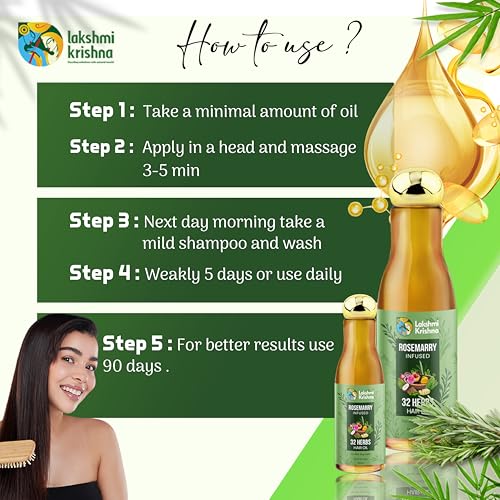 Image of LAKSHMI KRISHNA NATURALS 32 Herbs Hair growth Oil | Natural Oil Blend for Stronger, Thicker Hair | Promotes Hair Growth & Reduces Hair Fall | Enriched with Ayurvedic Herbs inch