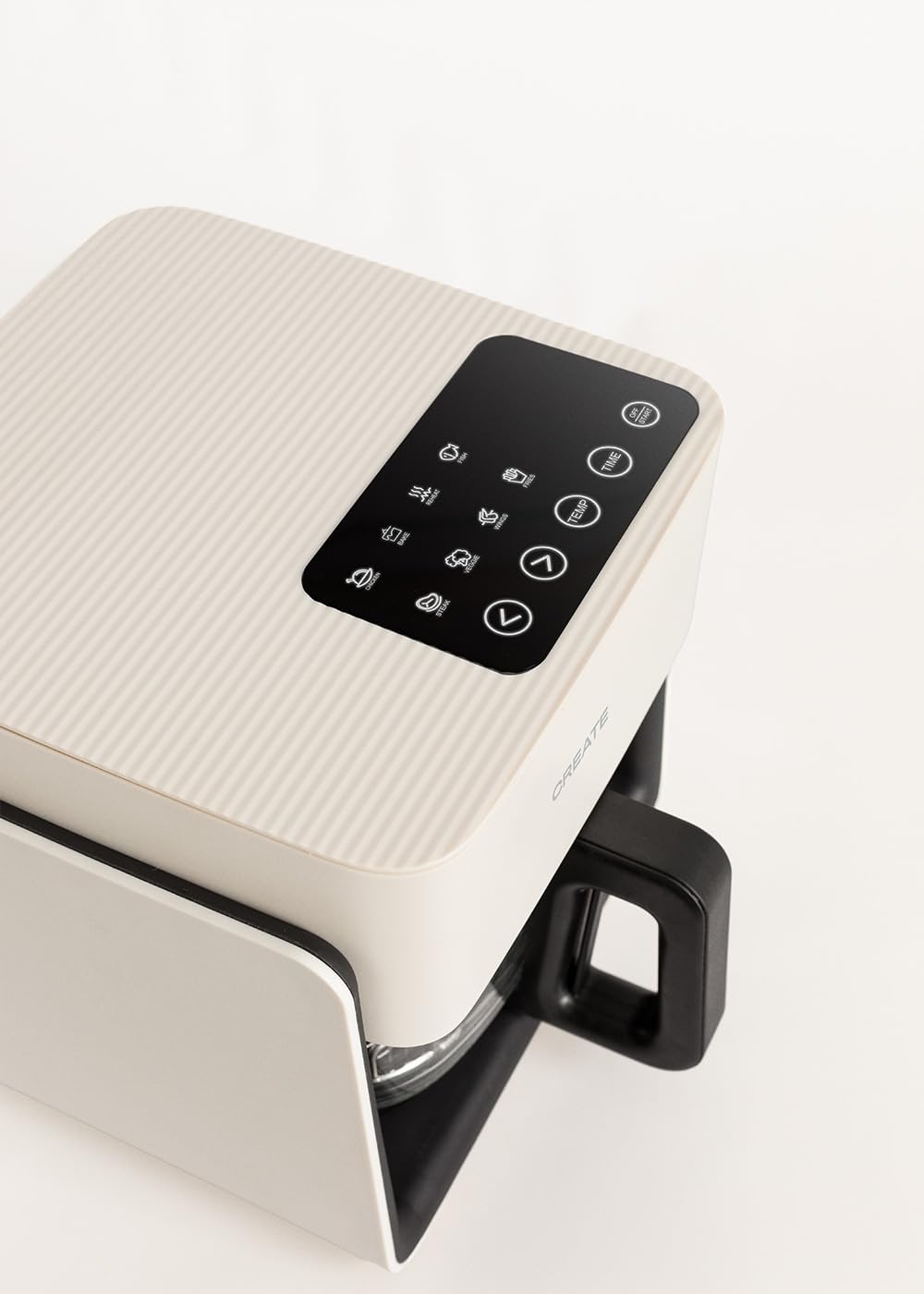 CREATE/AIR FRYER STUDIO CRYSTAL/Friteuse sans huile 4,2 L sans vaporisateur d’eau blanc cassé/Capacité 5-6 portions, 6 programmes, plateau en verre, contrôle du temps et de la température, 1300W