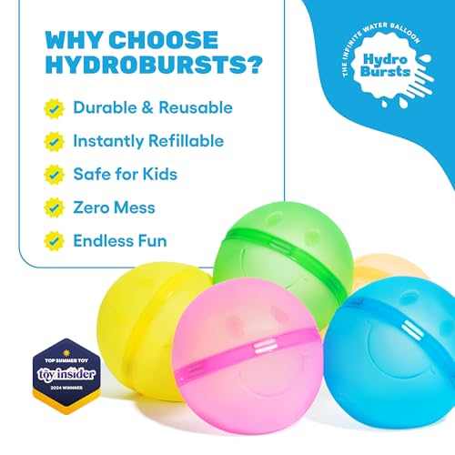 Image of Hydroburst 10-pack Reusable Water Balloons by Relatable, For The Pool, Beach Toys And Outdoor Play Toys, Includes 10 Refillable Balloons With Smiley Faces