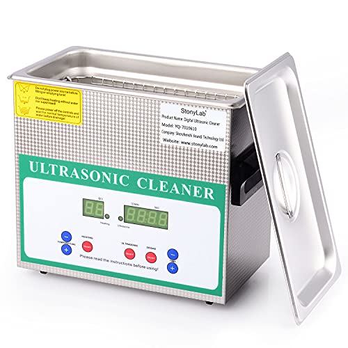 stonylab Limpiador Ultrasónico, limpiadores Ultrasónico Profesional Multiusos de Acero Inoxidable con Temporizador de Pantalla Digital y Control de Calor para Laboratorio 220V, 3.2L Cover