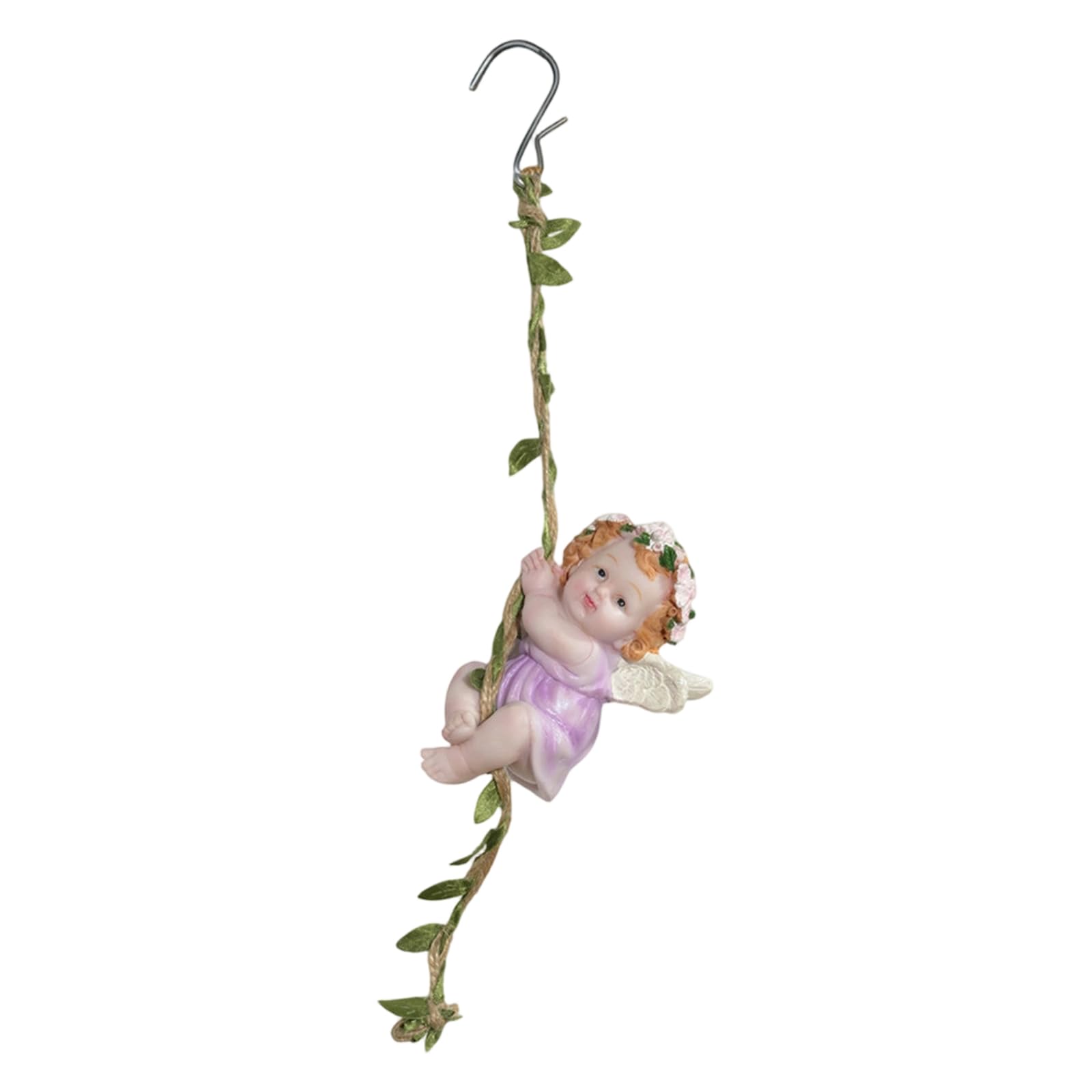 TQUXNGA Resin Hanging Angelic Statue Funny Climbing Flower Fairies Figurine with Hook for Backyard Decors and Nursery Room Resin Outdoor Garden Decors