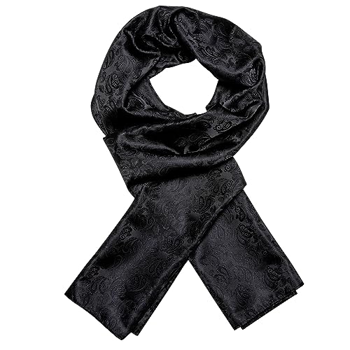 Yohowa Black Scarf For Men Paisley Silk Lightweight Feeling Soft Scarves Neckerchief Wraps Fashion Gift thumb #1