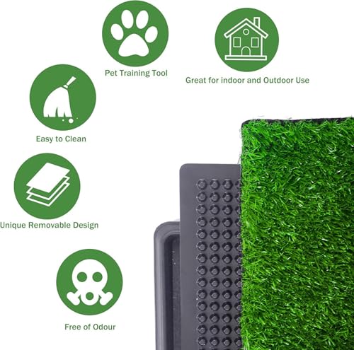 Image of Indoor Dog Potty Grass with Tray Large Reusable Dog Pee Grass Pad with Tray