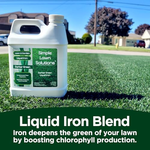 Simple Lawn Solutions - Liquid Iron Fertilizer Darker Green - Chelated Micronutrients - Concentrated Green Booster for Turf Grass, Indoor Plants and Outdoor Garden (32 Ounce)