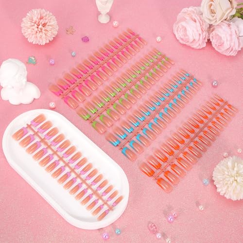 JSRQT Press on Nails Künstliche Farbigen Bunt 150 Stück Fake Falsche Nägel Fingernägel zum Aufkleben Color Selbstklebende Kunstnägel Französische Tips Acryl DIY Maniküre Dekoration für Damen Frauen