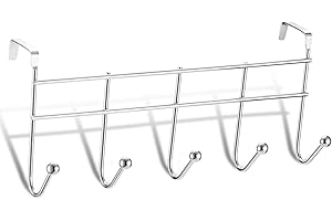 Sturdy Over the Door 5-Hook Hanger for Coats, Towels, Robes, and Hats