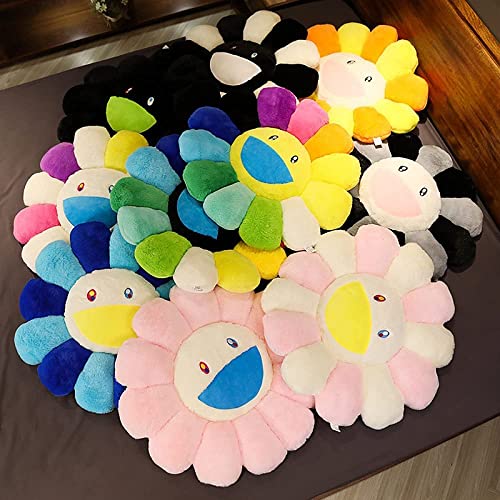 Eysoo 23.6'' Large Pillow, Murakami Long Pillow, Big Flower Pillow, Plush Pillow, Elastic, Super Soft, Smiling Sunflower Stuffed Plush Toy, Cushion Pillow, Bedroom And Car Decoration(Black And White) #TOP2