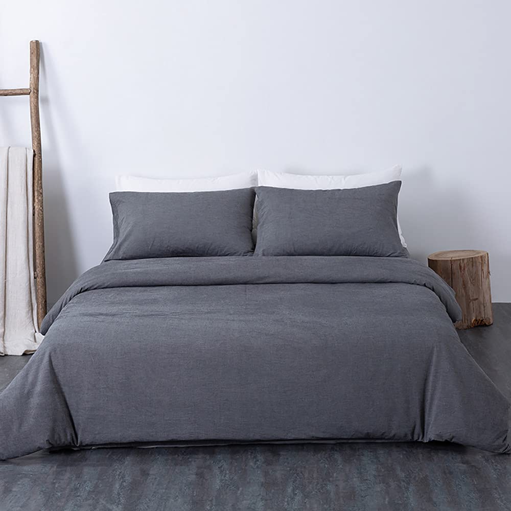 Housse de couette coton délavé couleur unie lit simple double maison dortoir