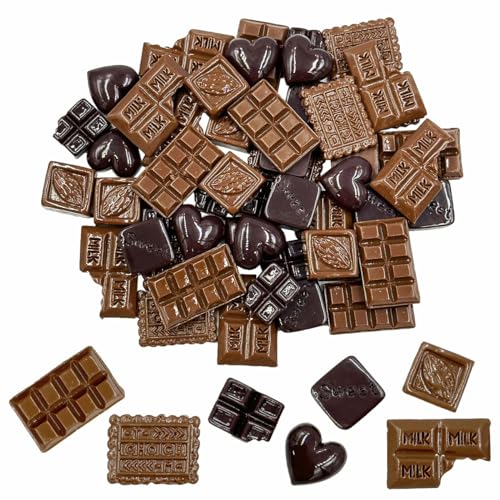 Fake Chocolate, 60Pcs Simulation Chocolate Artificial Food Chocolates Resin Flatback Cabochon...