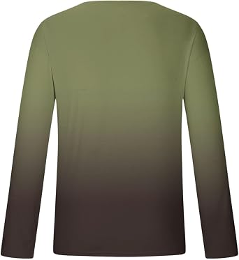 Mens Long Sleeve Shirts Casual Gradient Color Loose Pullover Graphic Tee Shirts Fall Fashion Athletic Sweatshirts