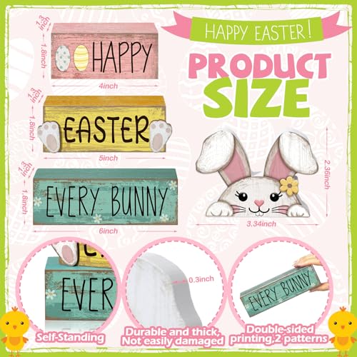 4-Pcs-Easter-Table-Decorations-Bunny-Tiered-Tray-Decor-Wooden-Bunny-Block-Signs-Gifts-Happy-Easter-Centerpiece-for-Tables-Wood-Rabbit-Tabletop-Signs-for-Kitchen-Home-Shelf-Office-Decor 4 Pcs Easter Table Decorations Bunny Tiered Tray Decor Wooden Bunny Block Signs Gifts Happy Easter Centerpiece for Tables Wood Rabbit Tabletop Signs for Kitchen Home Shelf Office Decor