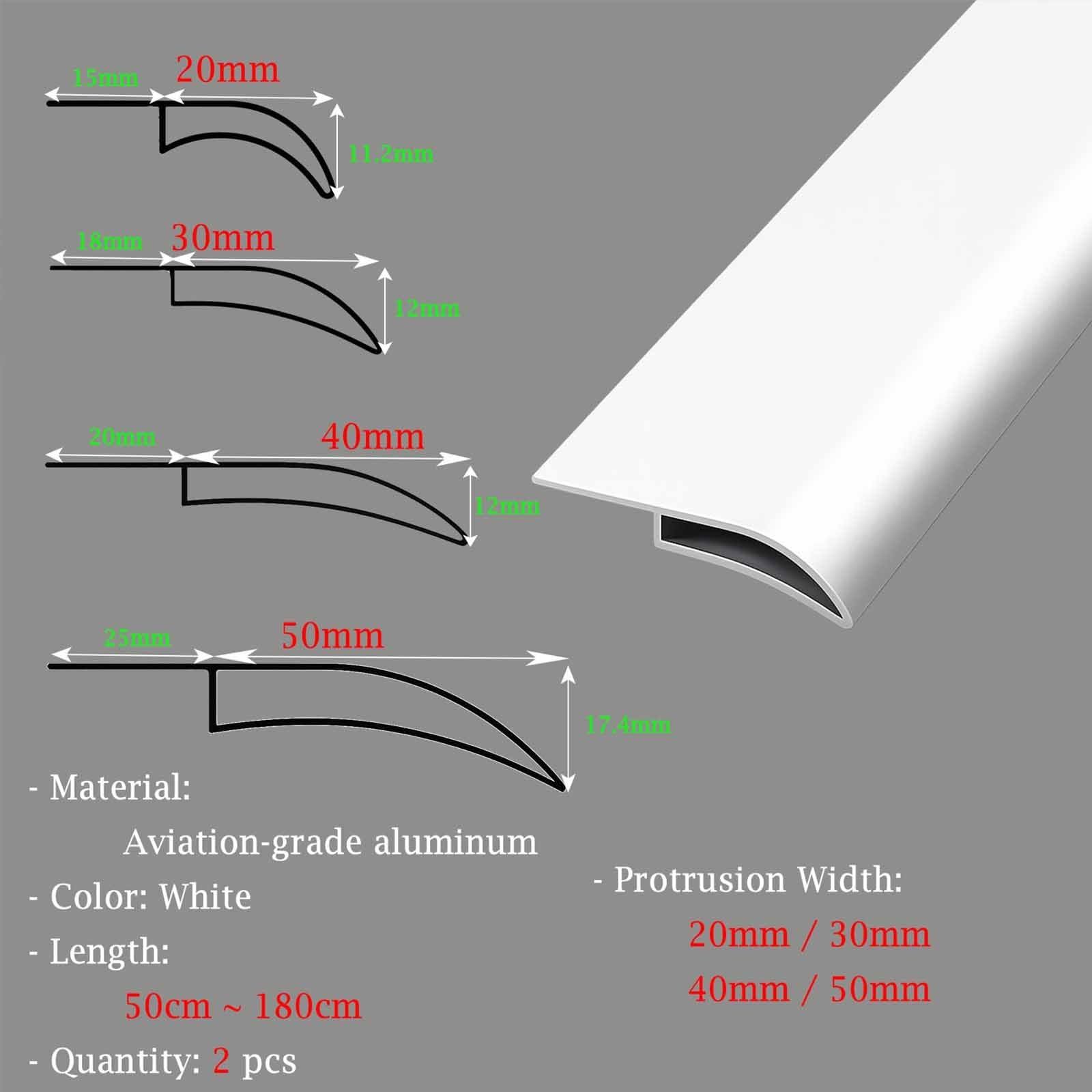vierteaguas muro exterior Líneas de goteo Tira desviadora de lluvia blanca, dispositivo protector de alero de techo de aleación de aluminio 2 piezas(W 50 MM L 160 CM)
