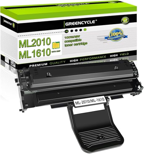 greencycle 1 Pack ML2010, ML 2010 Cartucho de tóner Negro Compatible para Impresora láser Samsung ml 1610r ML 1615
