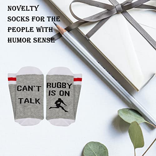 GJTIM 2 Pairs Can't Talk Rugby Is On Player Coach Gift Funny Socks4