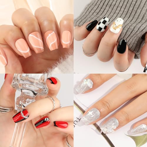 Image of UNA GELLA Short Coffin Nail Tips 216pcs Short Coffin Gel Nail Tips 12 Sizes Full Cover Soft Gel Clear Fake Nails Extension for Home DIY Salon
