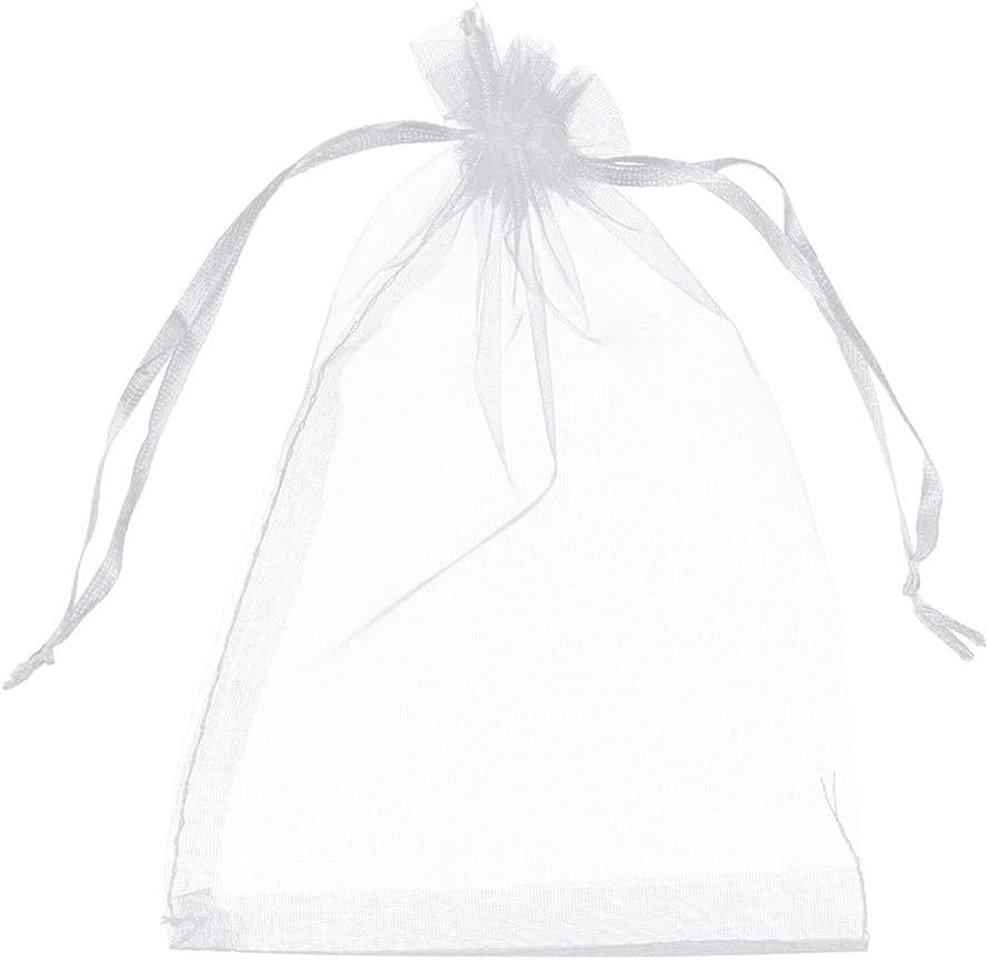 Hasaller 100Pcs Organza Bags Wedding Favor Bags, White Bags Fabric Party Bags With Drawstring Jewelry Candy(9 * 12cm)