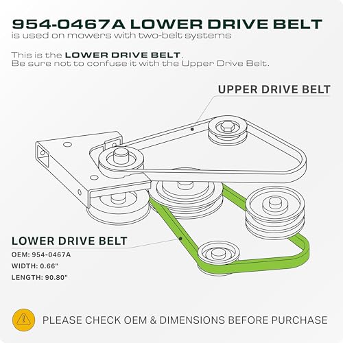 Image of UDC Parts 954-0467A Lower Drive Belt 954-0467 754-0467 Replacement for MTD Cub Cadet LTX 1040 754-0467A Troy Bilt Bronco 112-0301 Toro LX460 / Aramid Cord / 90.80 inches