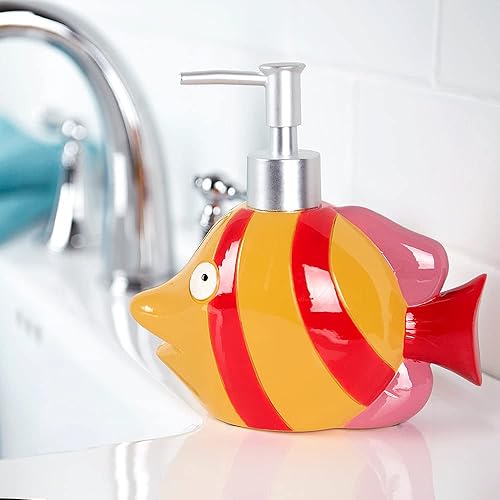 Miniatura 3 de Allure Home Creation Fish Tails - Dispensador de jabónloción de 3 piezas, soporte para cepillos de dientes y juego de papeleras