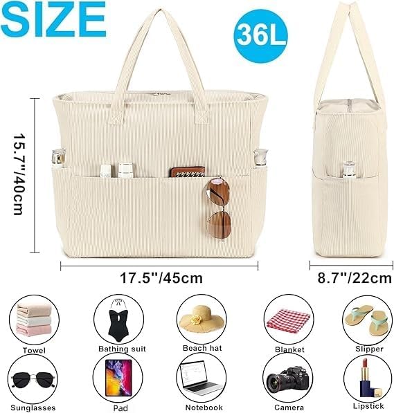 Bluboon Beach Bags for Women, Large Waterproof Tote Bag With Wet Compartment for Pool Weekender Travel Gym - Image 3