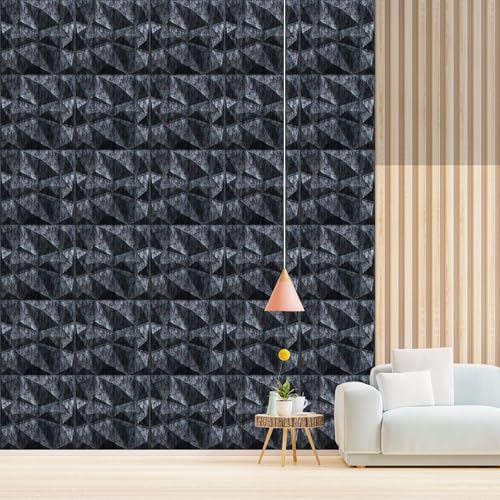 Image of Kayra Decor PVC Panel for Wall - PVC Diamond Design, Thunder Black Color 19.7 inch X 19.7 inch (Pack of 12) - Covers 32.34 Sq. Ft.